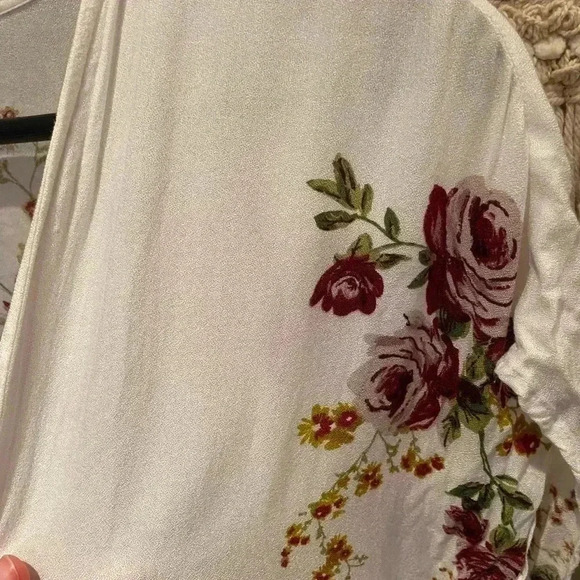 LOVESTITCH SPRING SUMMER FLORAL LONG LIGHTWEIGHT SHORT SLEEVE CARDIGAN SIZE S - Picture 4 of 6